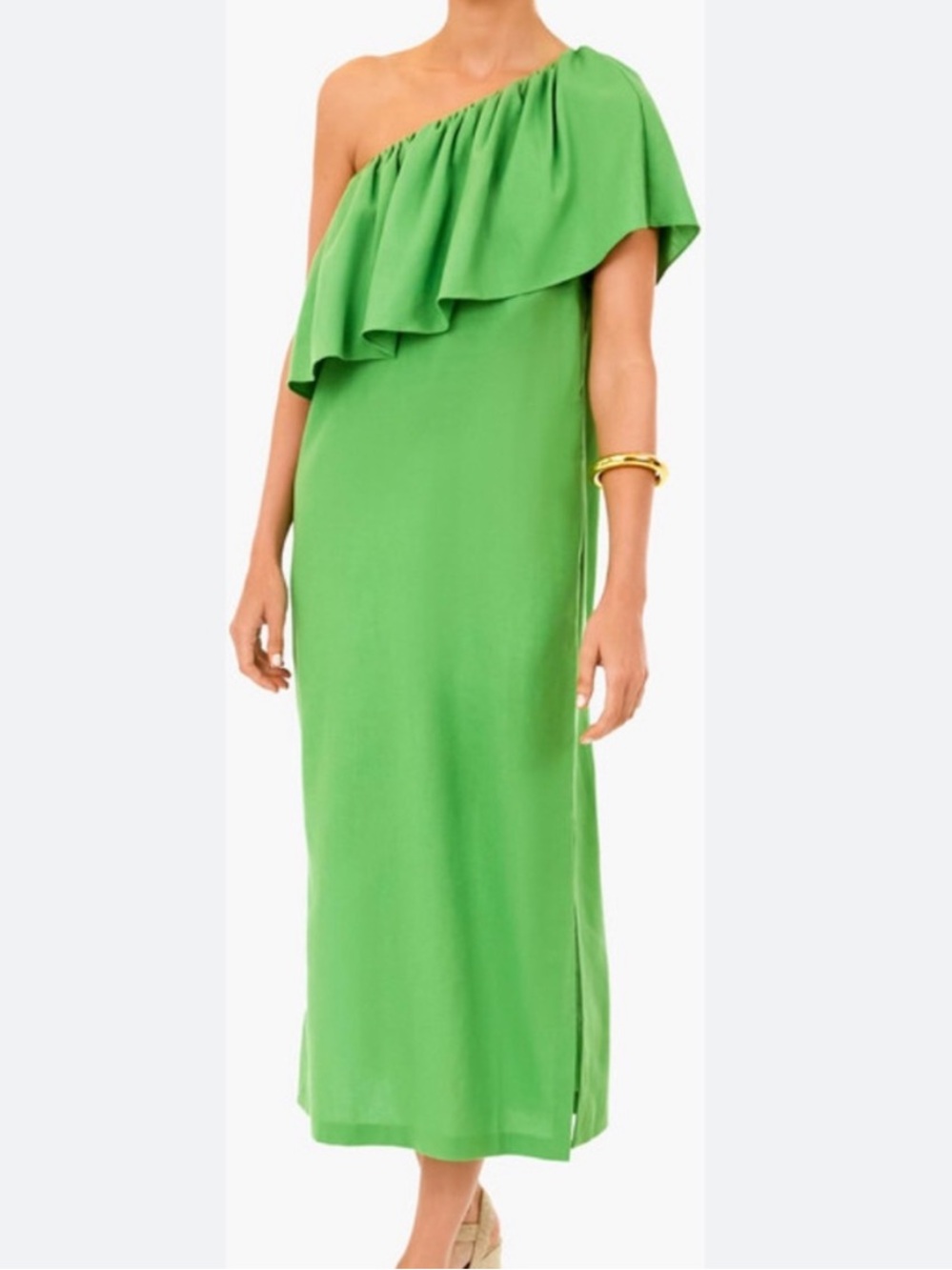 Tuckernuck Pomander Place Florencia One Shoulder Green Midi Dress Size XS